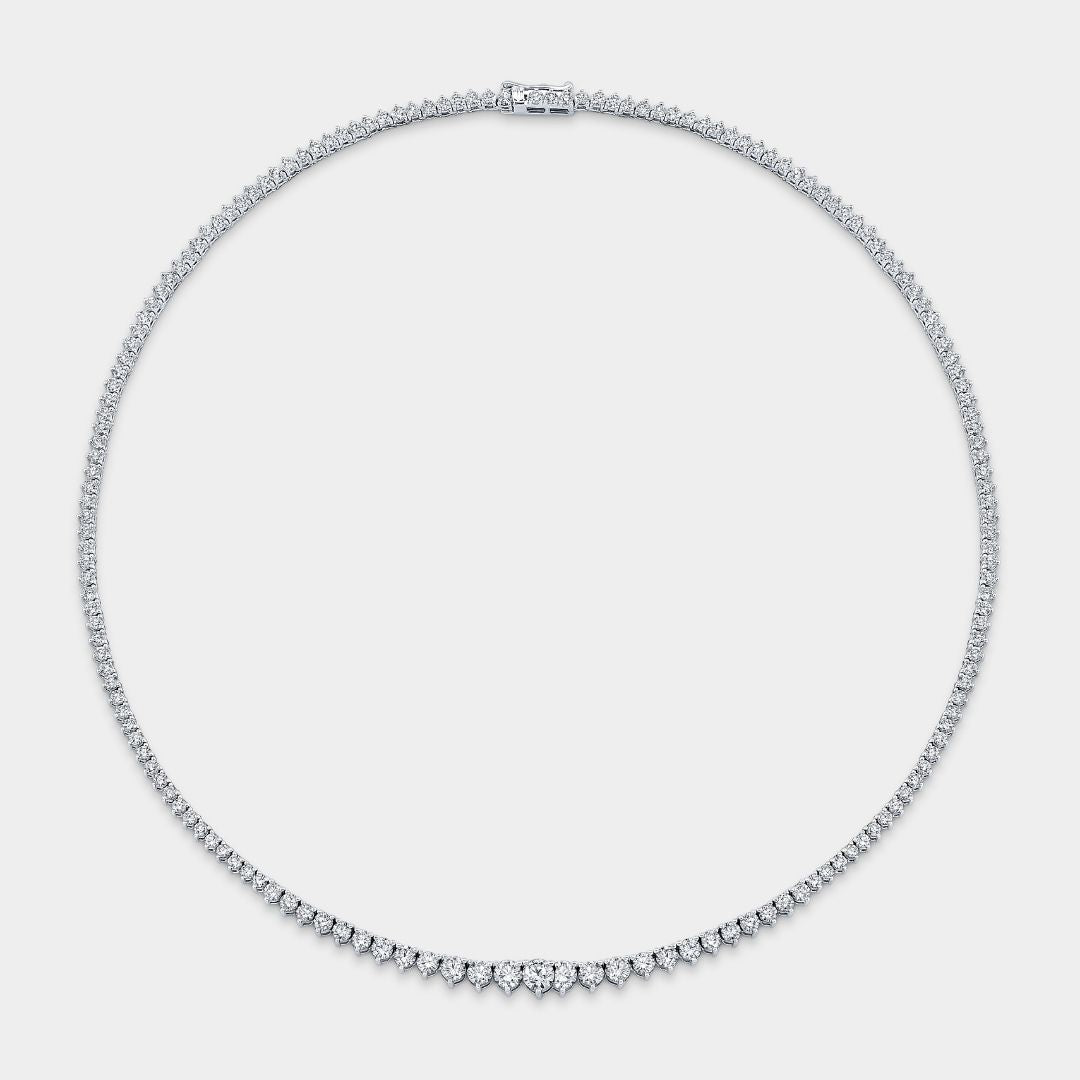 8ct Lab Diamond 3 Prong White Gold Graduating Tennis Necklace