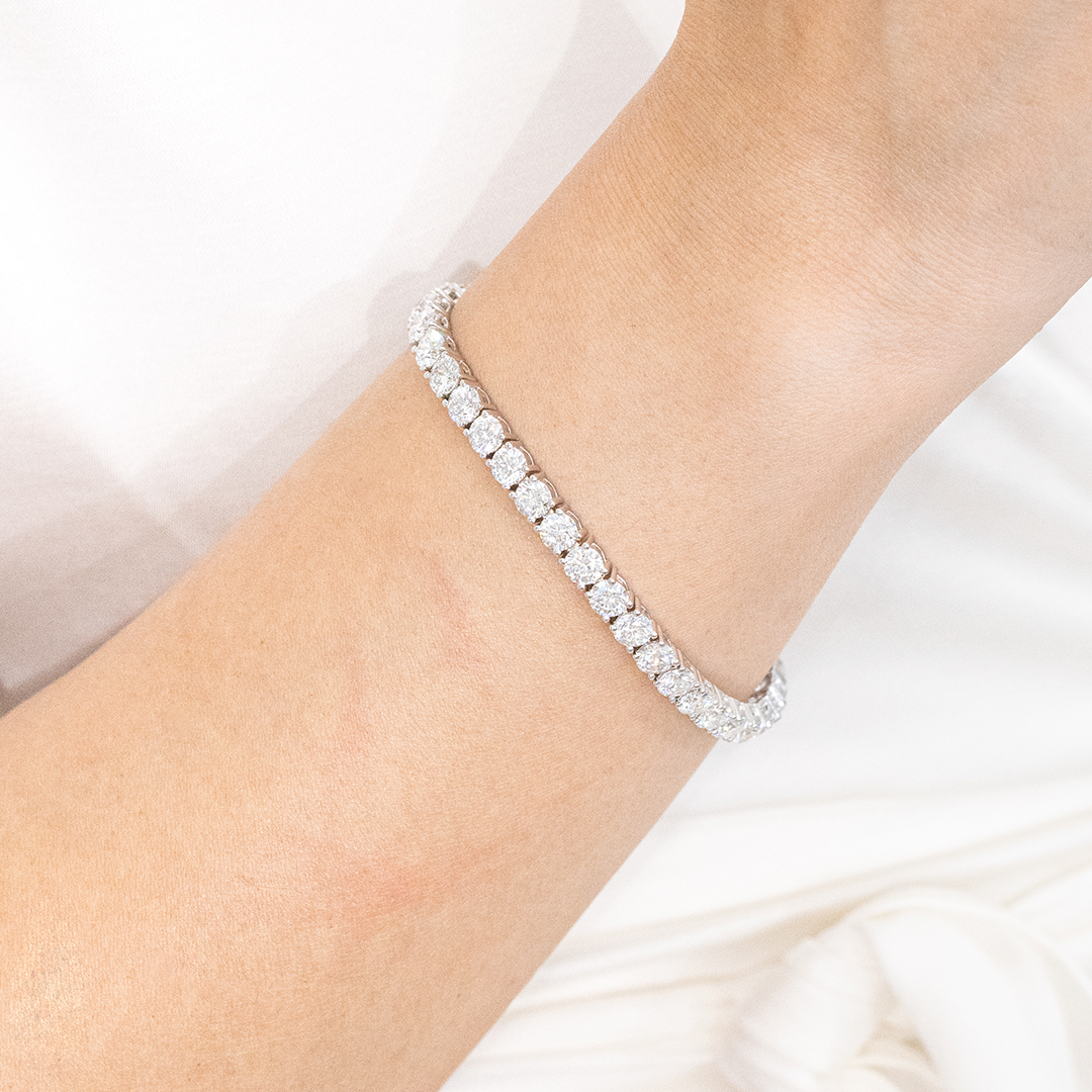 Wrist with 12ct Lab Grown Diamond Tennis Bracelet.