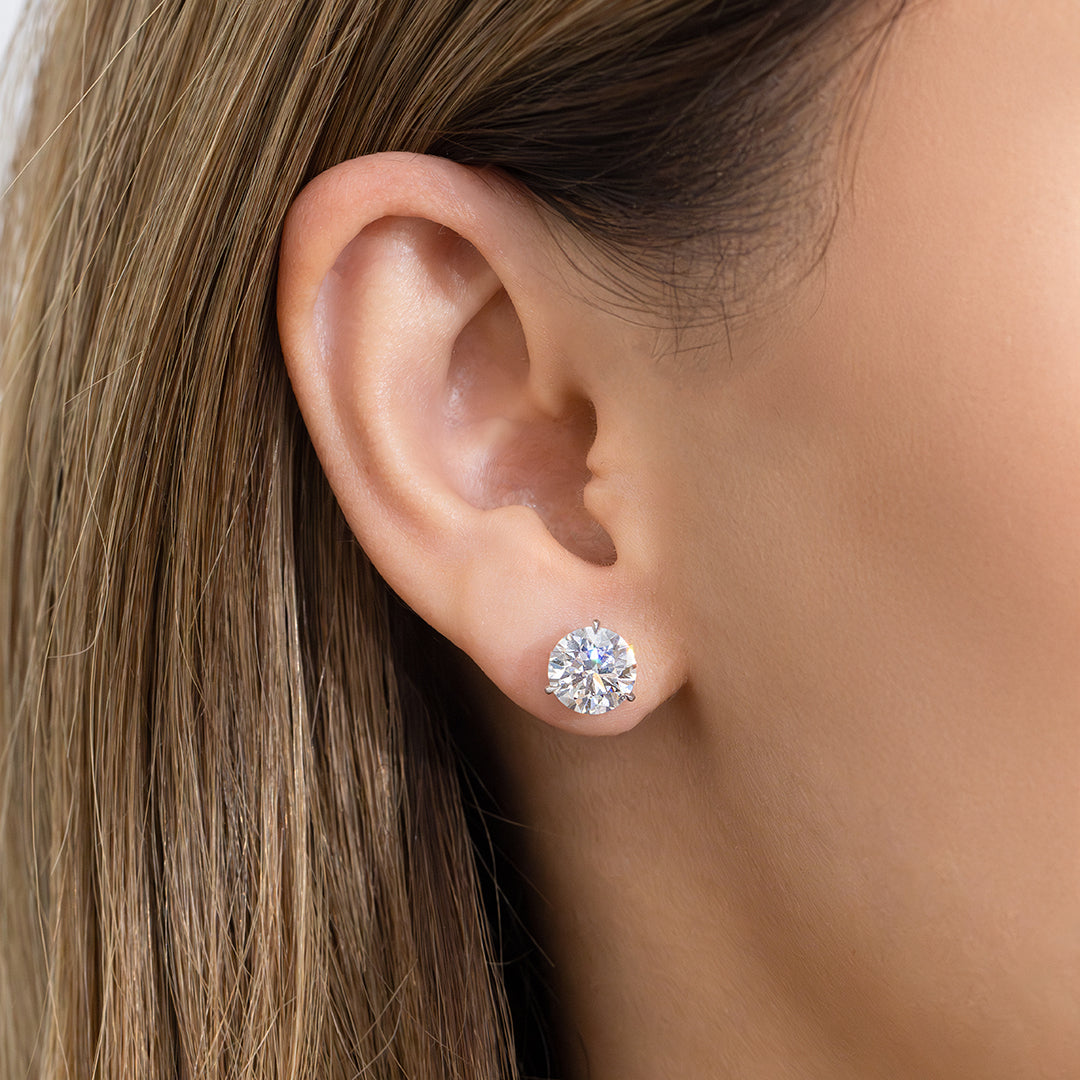 Martini Set Diamond Studs, White Gold, 4.25ct.
