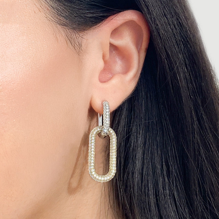 Multi-Way Diamond Link Earrings, Yellow & White Gold.