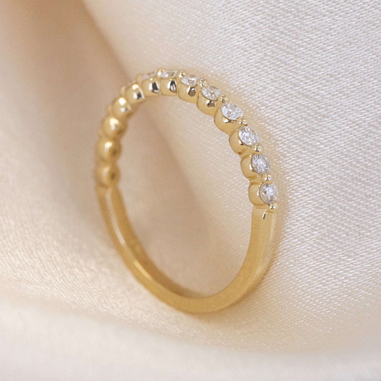 Petite Round Diamond Band, Yellow Gold.