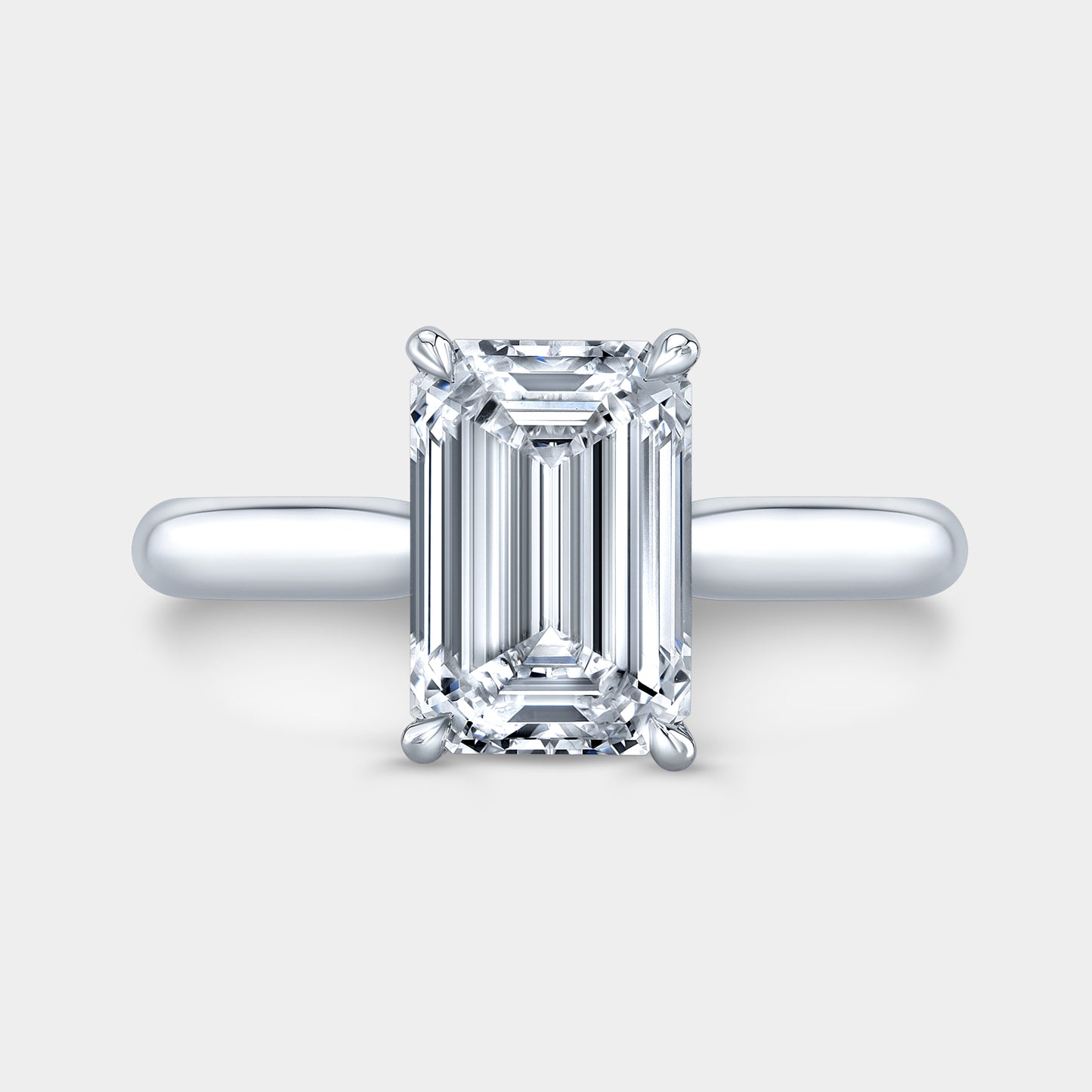 3ct emerald diamond engagement ring, solitaire setting.