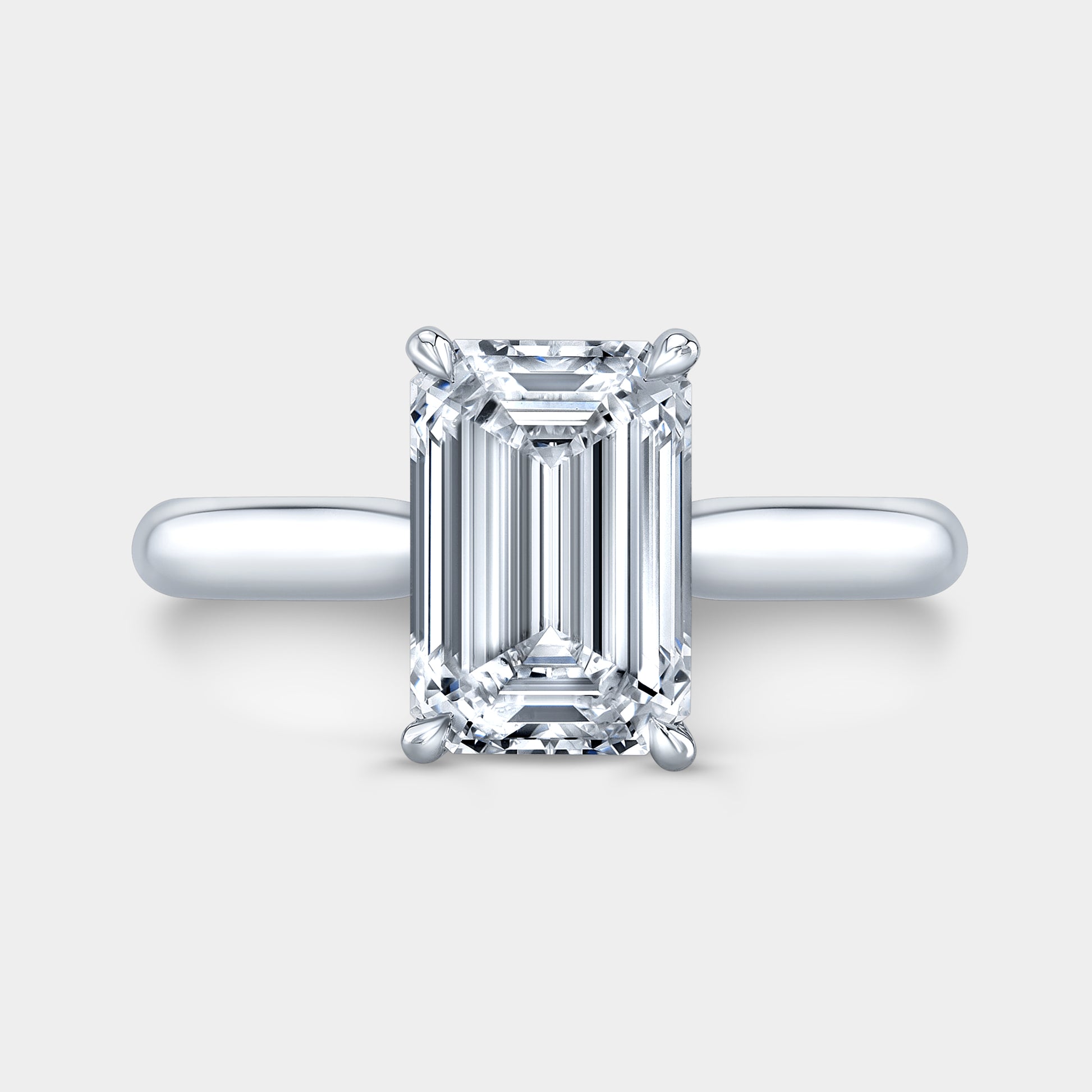 3ct emerald diamond engagement ring, solitaire setting.