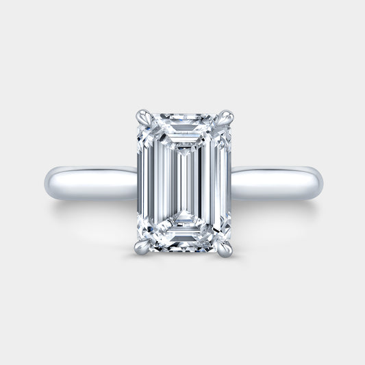 3ct emerald diamond engagement ring, solitaire setting.