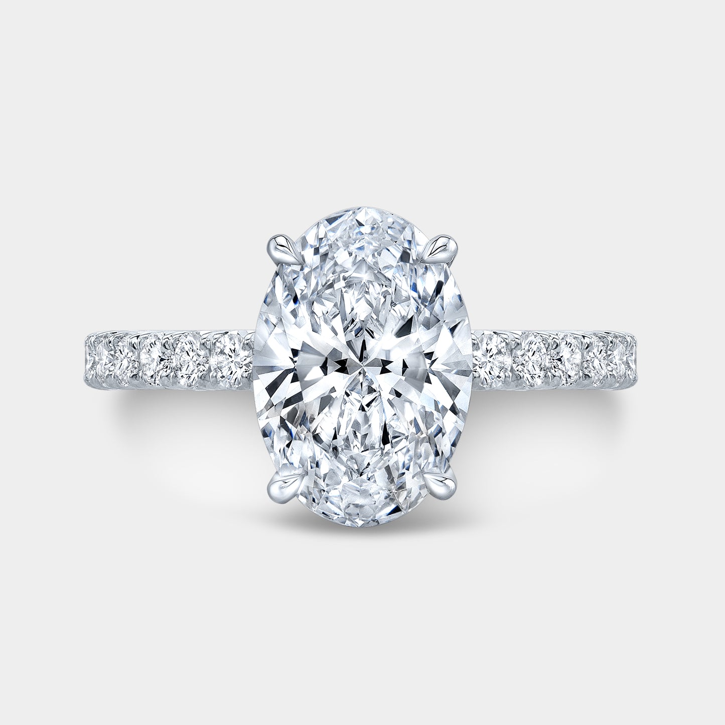 Diamond ring, top-down angle, cathedral detail.