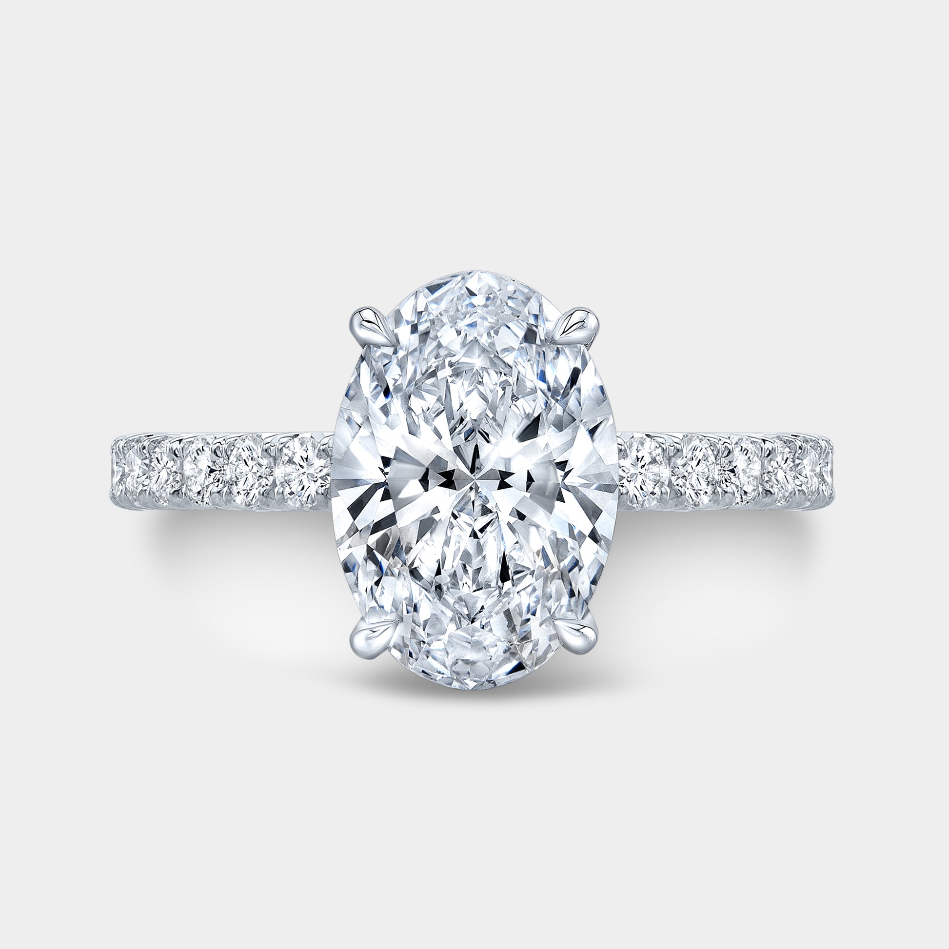 Diamond ring, top-down angle, cathedral detail.