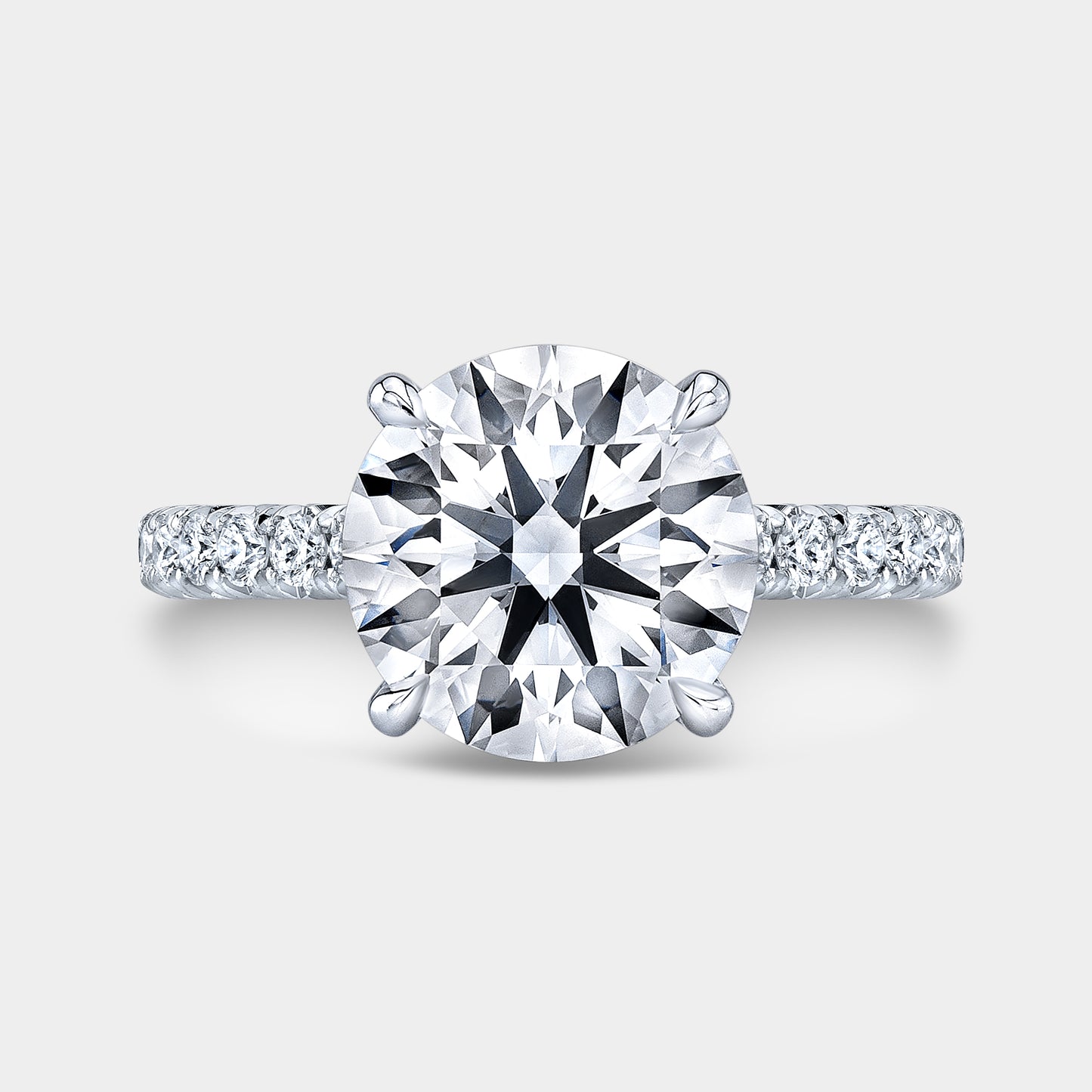 Diamond ring, top-down angle, 4 prong detail.