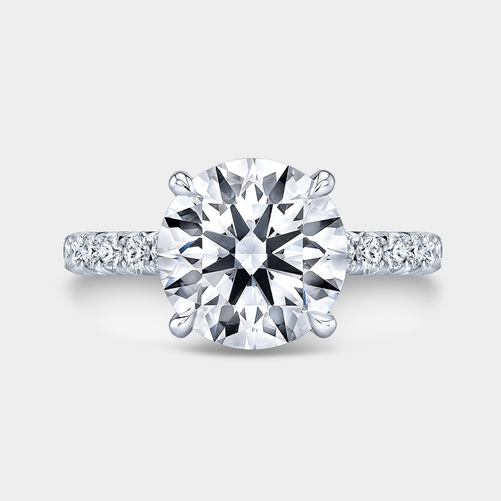 Diamond ring, top-down angle, 4 prong detail.