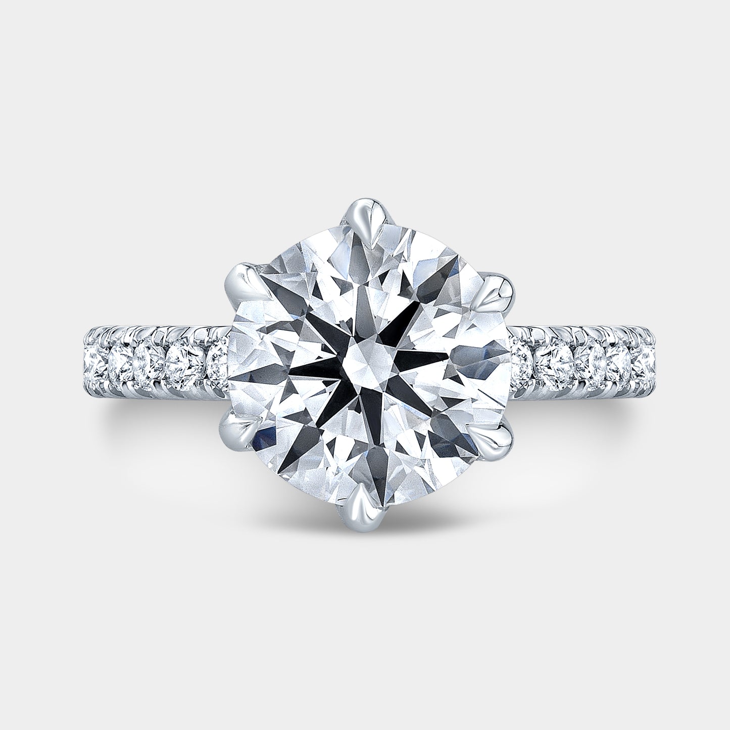 Round ring, top down, cathedral, pave band.