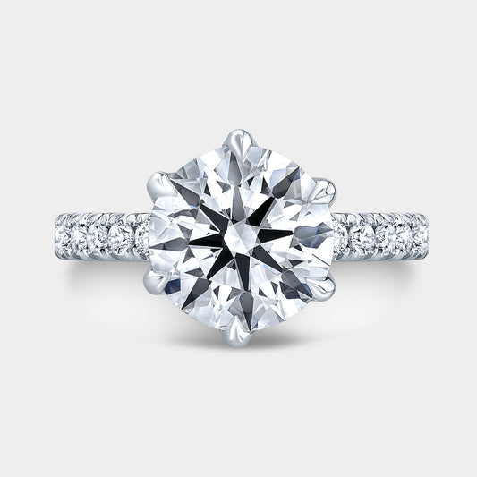 Round ring, top down, cathedral, pave band.