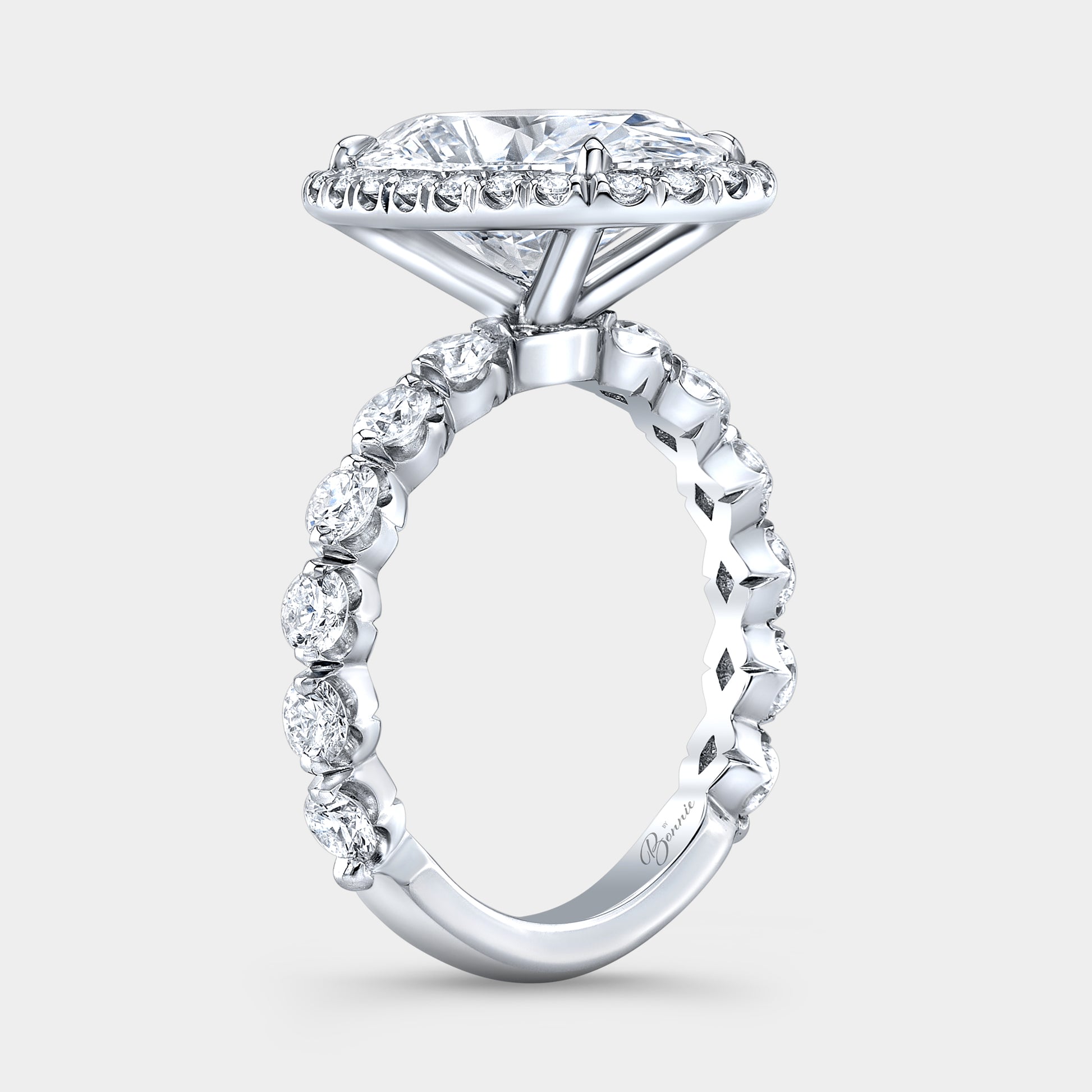 3ct oval engagement ring, white gold setting.