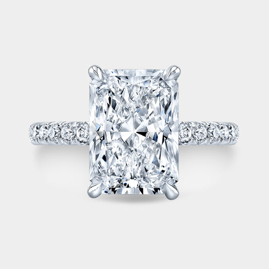 Radiant ring, top down, halo, French pave.
