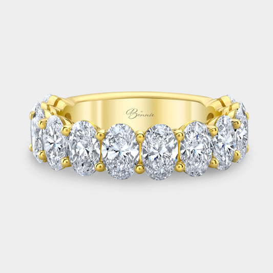 4ct Oval Diamond 3/4 Way Wedding Band, Yellow Gold.