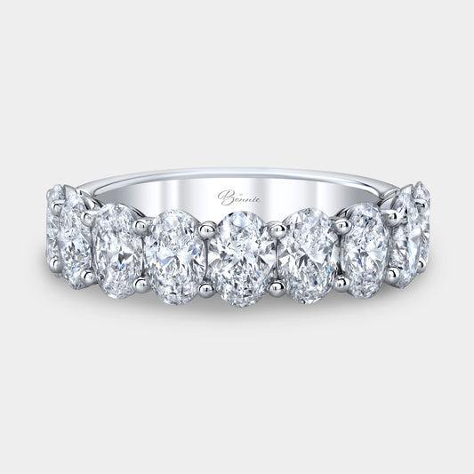 3ct Oval Diamond 9 Stone Wedding Band, White Gold.