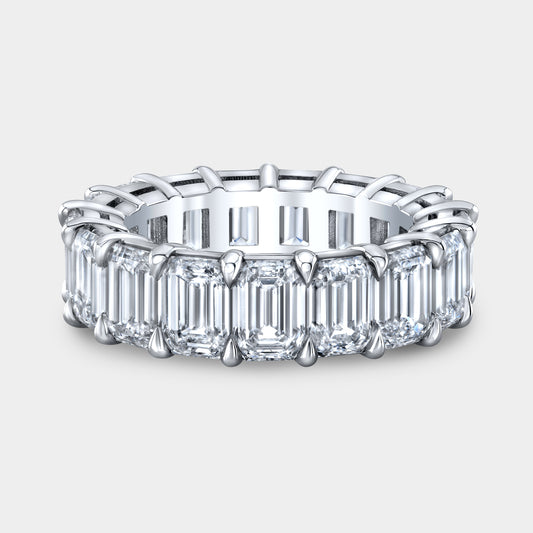 8.5ct Emerald Diamond Eternity Band, Platinum.