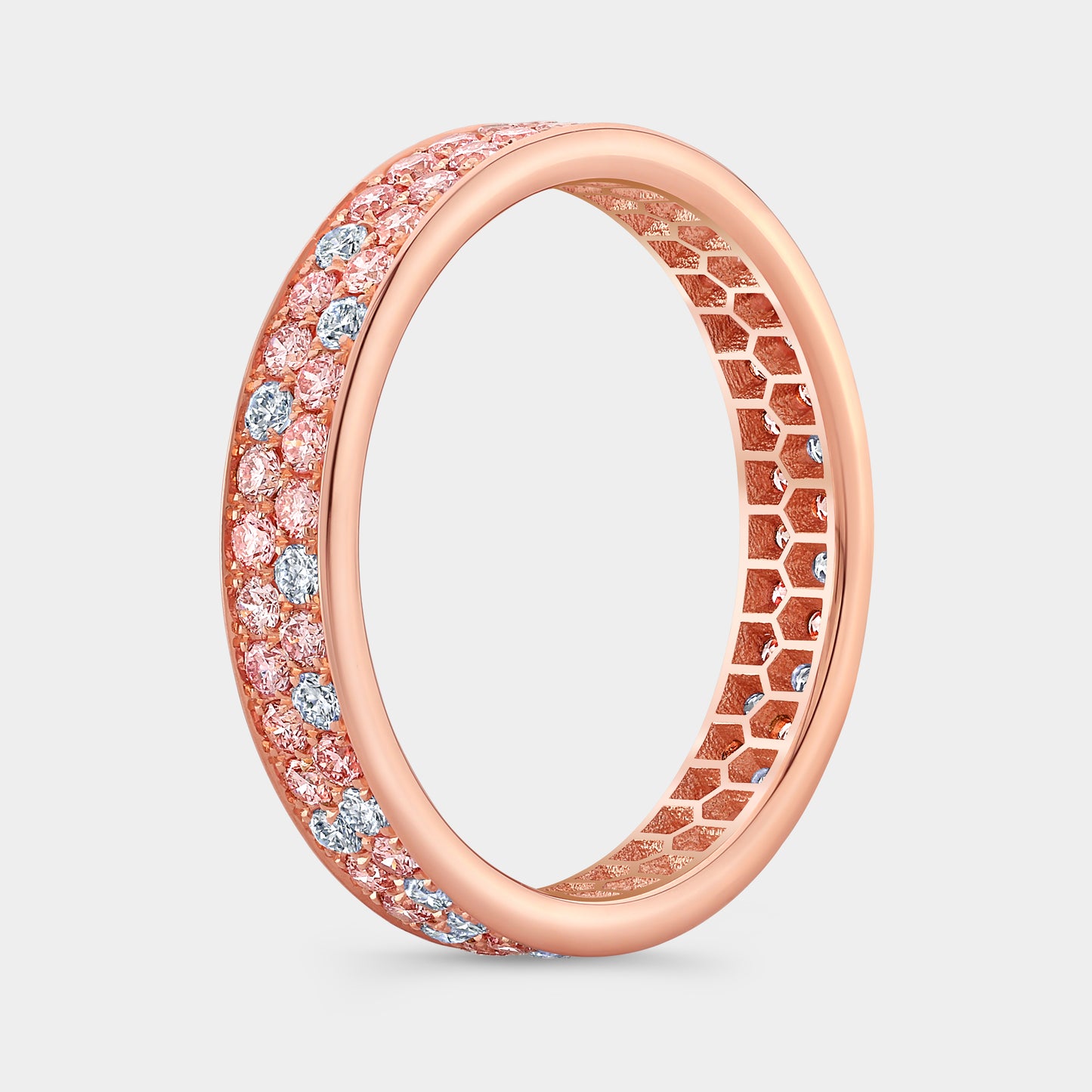 Rose Gold Eternity Band, Pink & White Pave Diamonds.