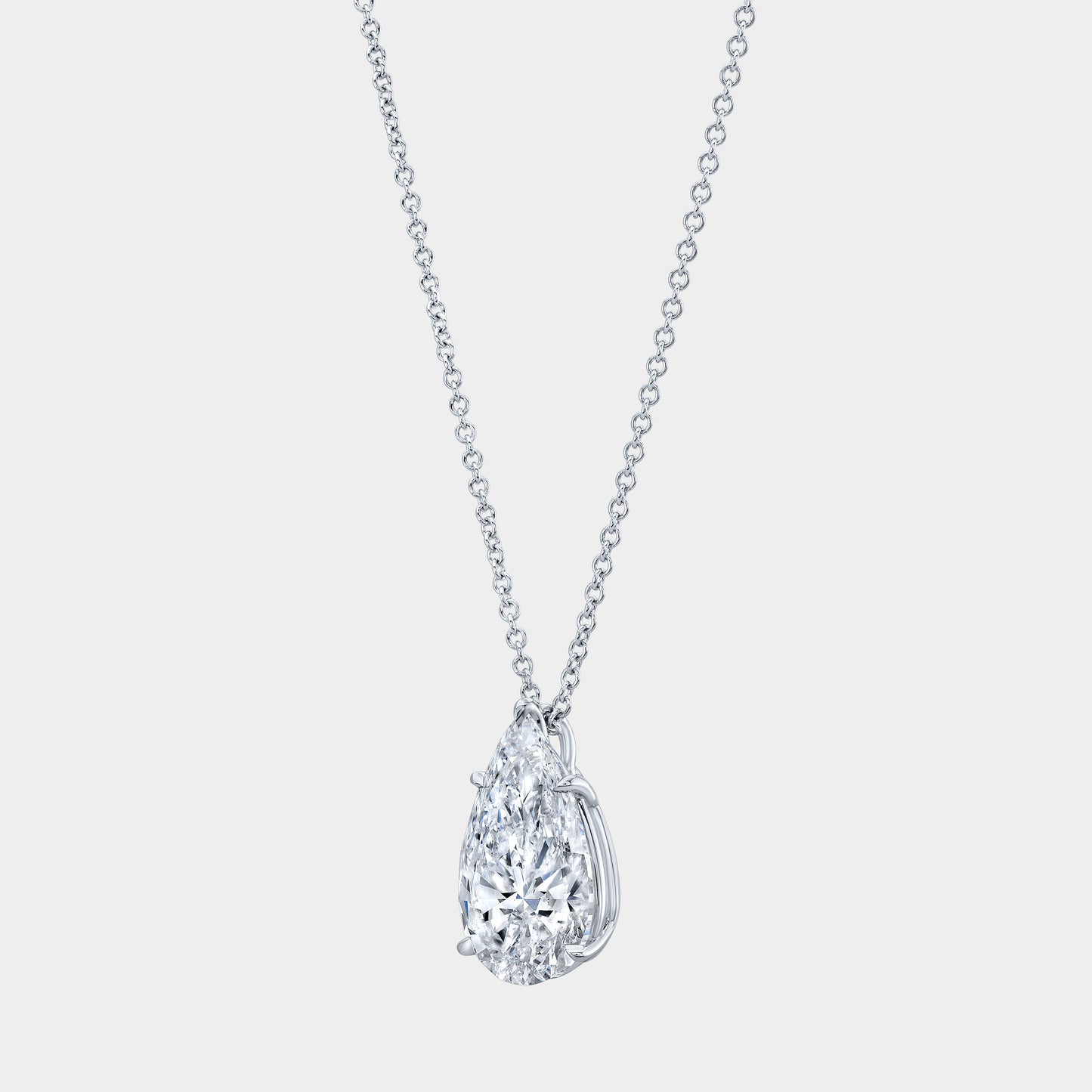 Diamond necklace, side view, pendant details.