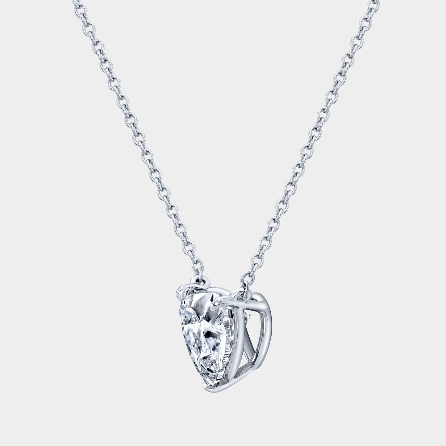 Diamond necklace, side view, setting details.