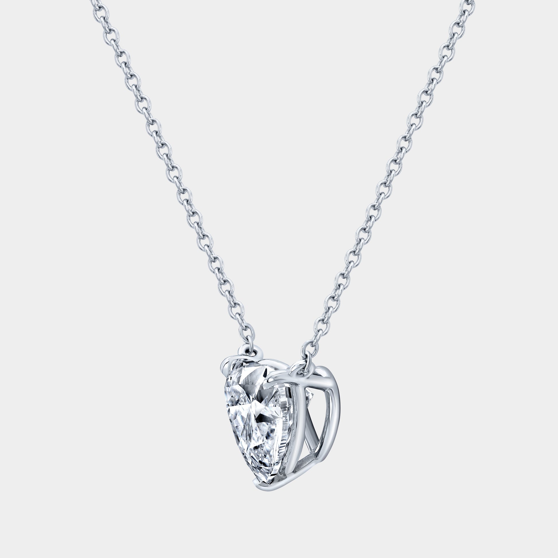 Diamond necklace, side view, setting details.