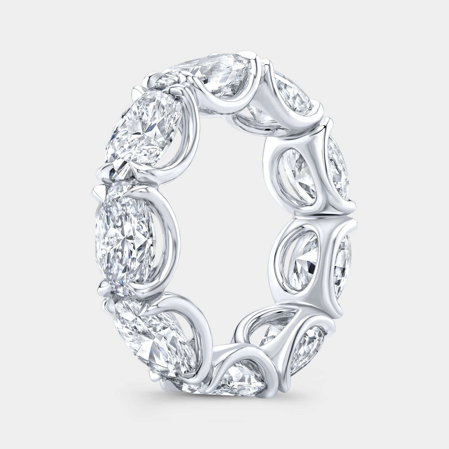 7.50ct oval eternity band, platinum setting.