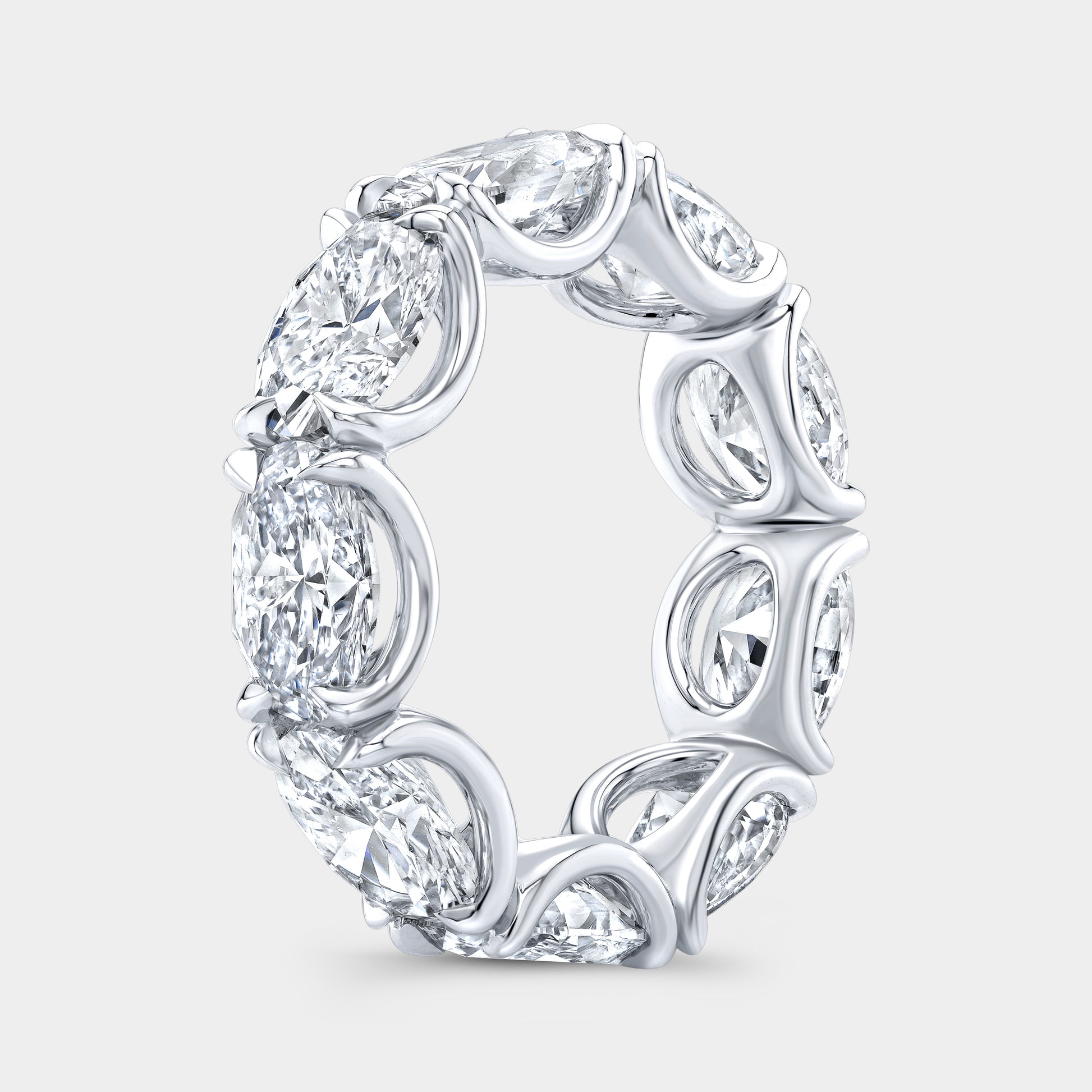 7.50ct oval eternity band, platinum setting.