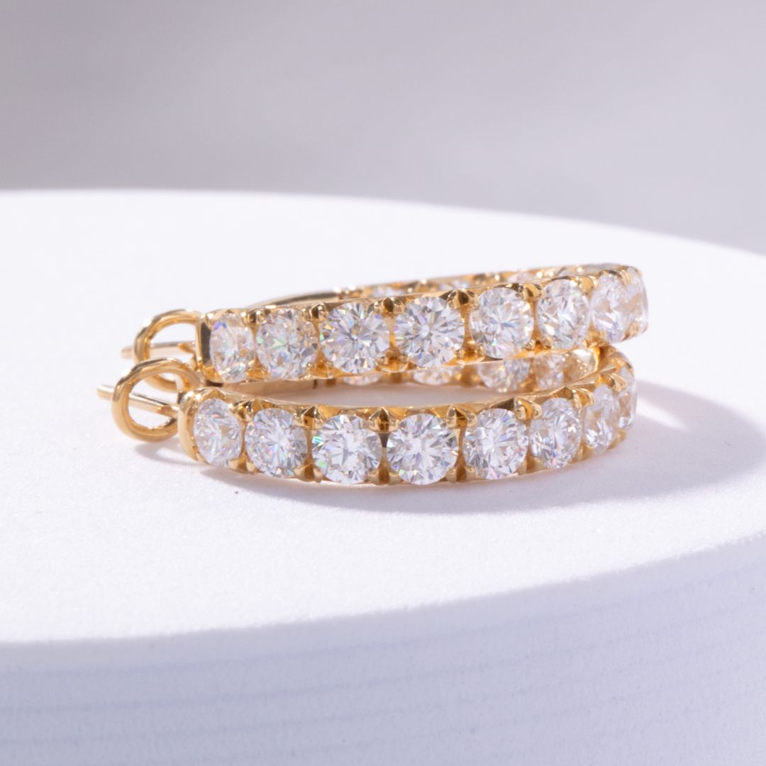 1 Inch Large Lab Diamond French Pave Hoop Earrings