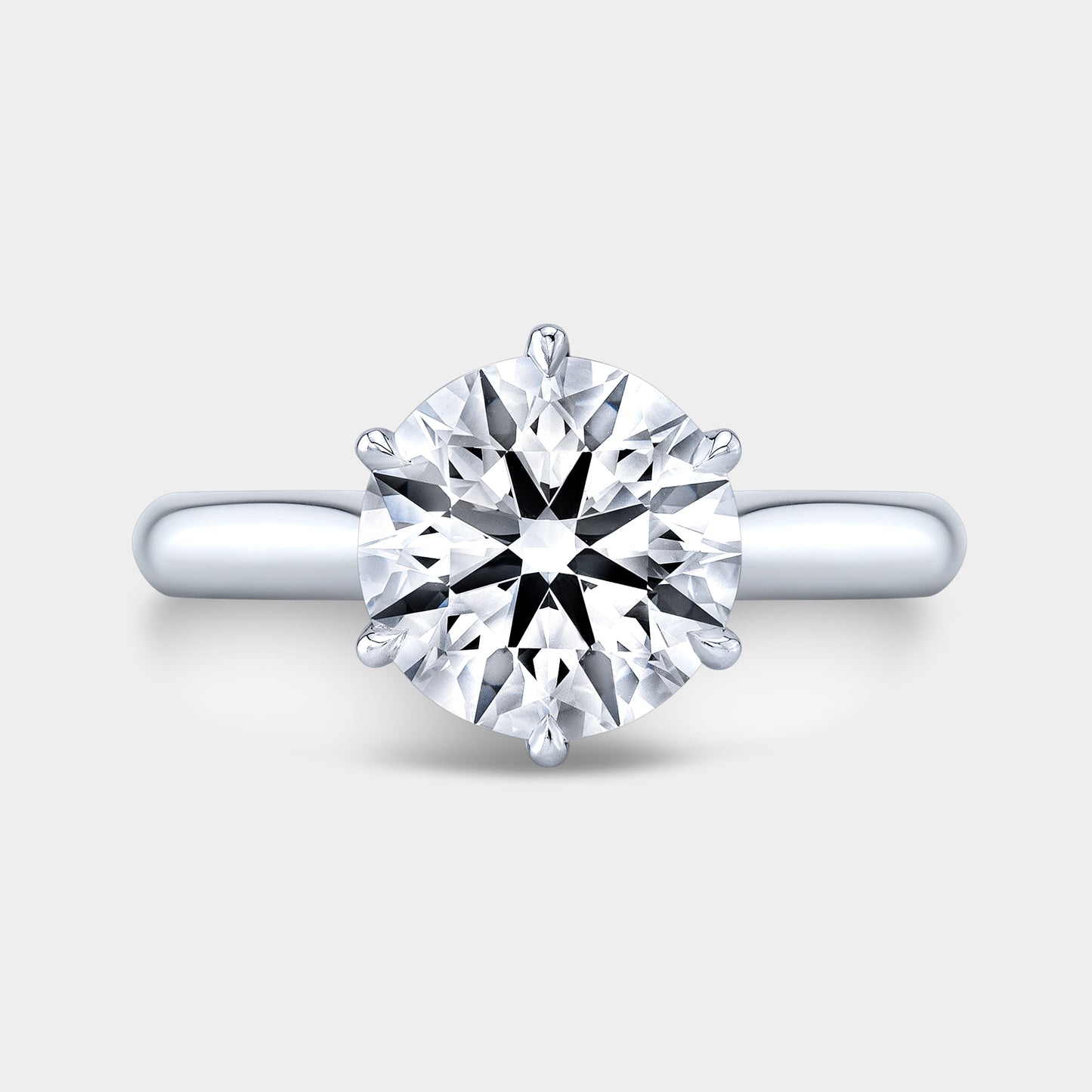 Round diamond ring, tulip basket view.