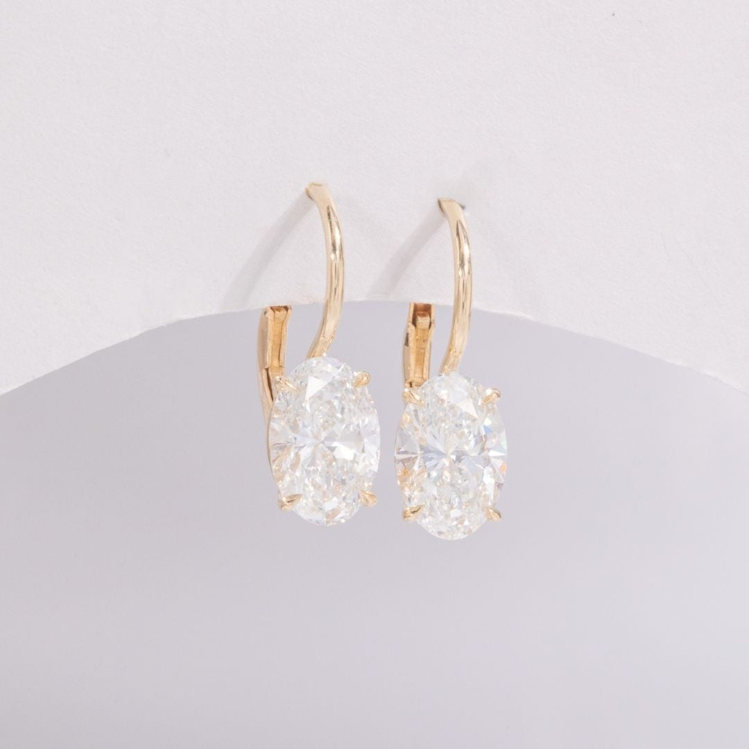 3ct Lab Oval Diamond Dangle French Clip Earrings