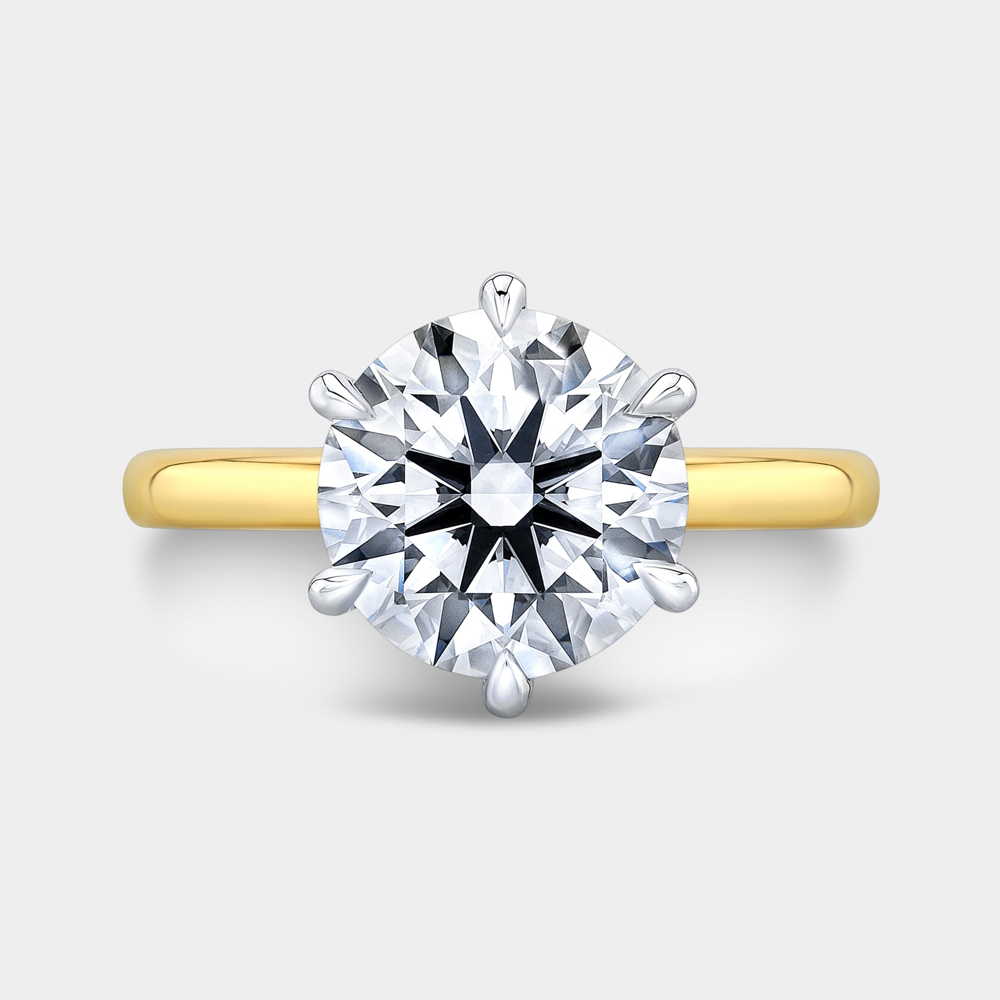 Two tone round ring, top view, hidden halo.