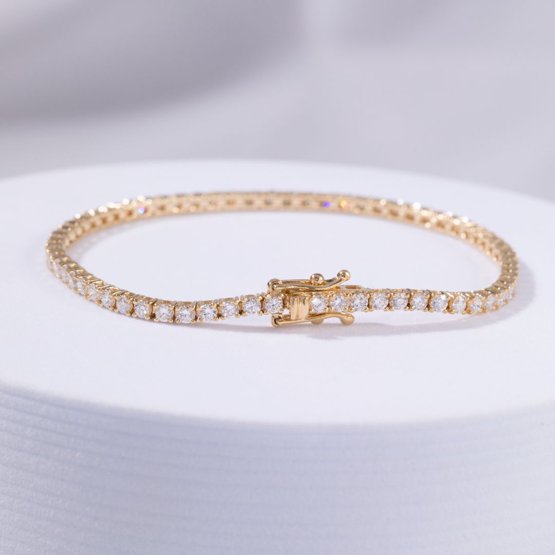 2.25ct Lab Diamond Yellow Gold Tennis Bracelet