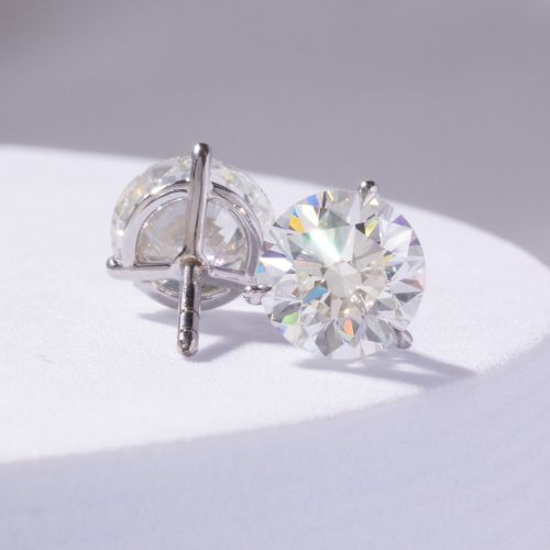 4.0ctw Martini 3 Prong Lab Grown Round Diamond Stud Earrings
