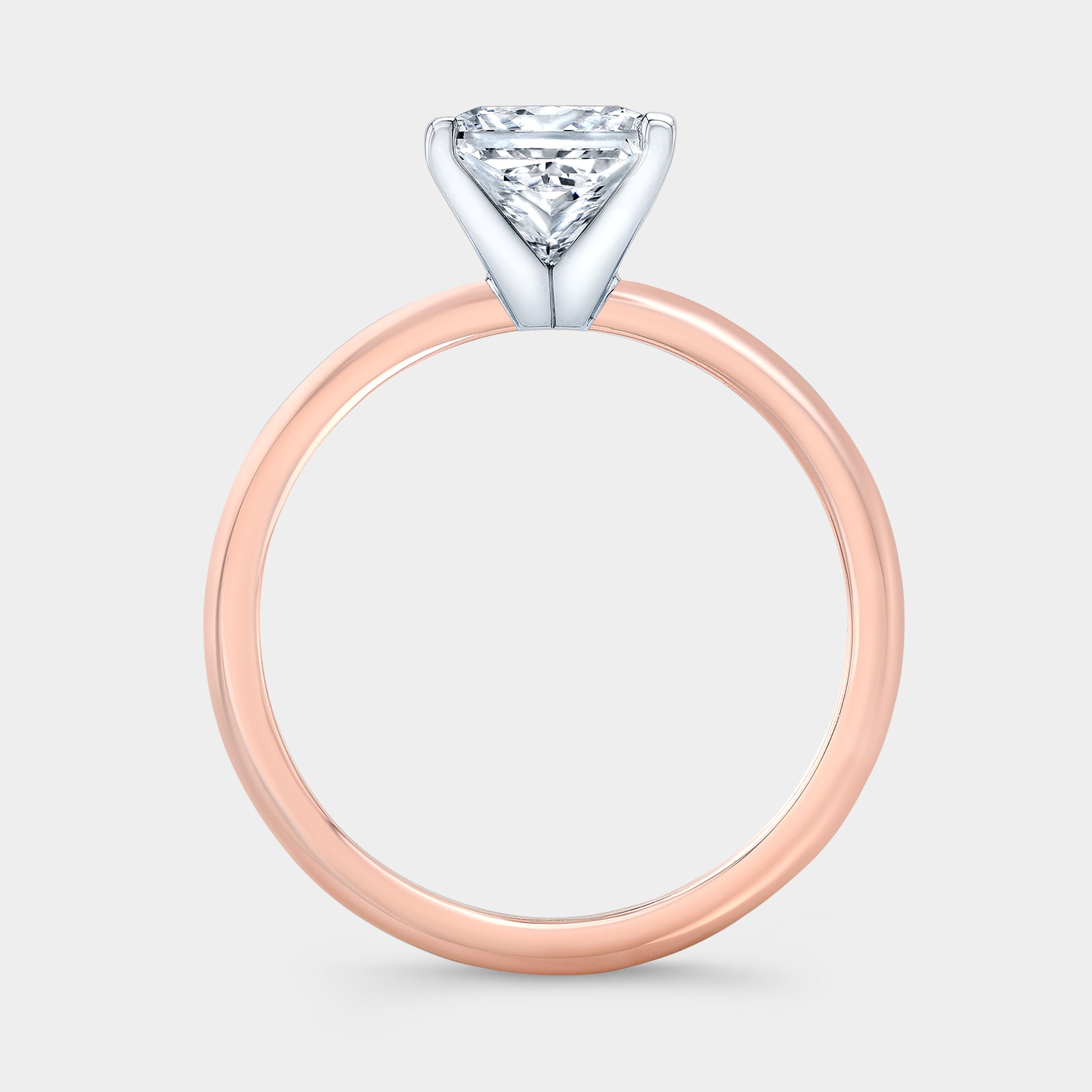 Two tone princess ring, solitaire setting.
