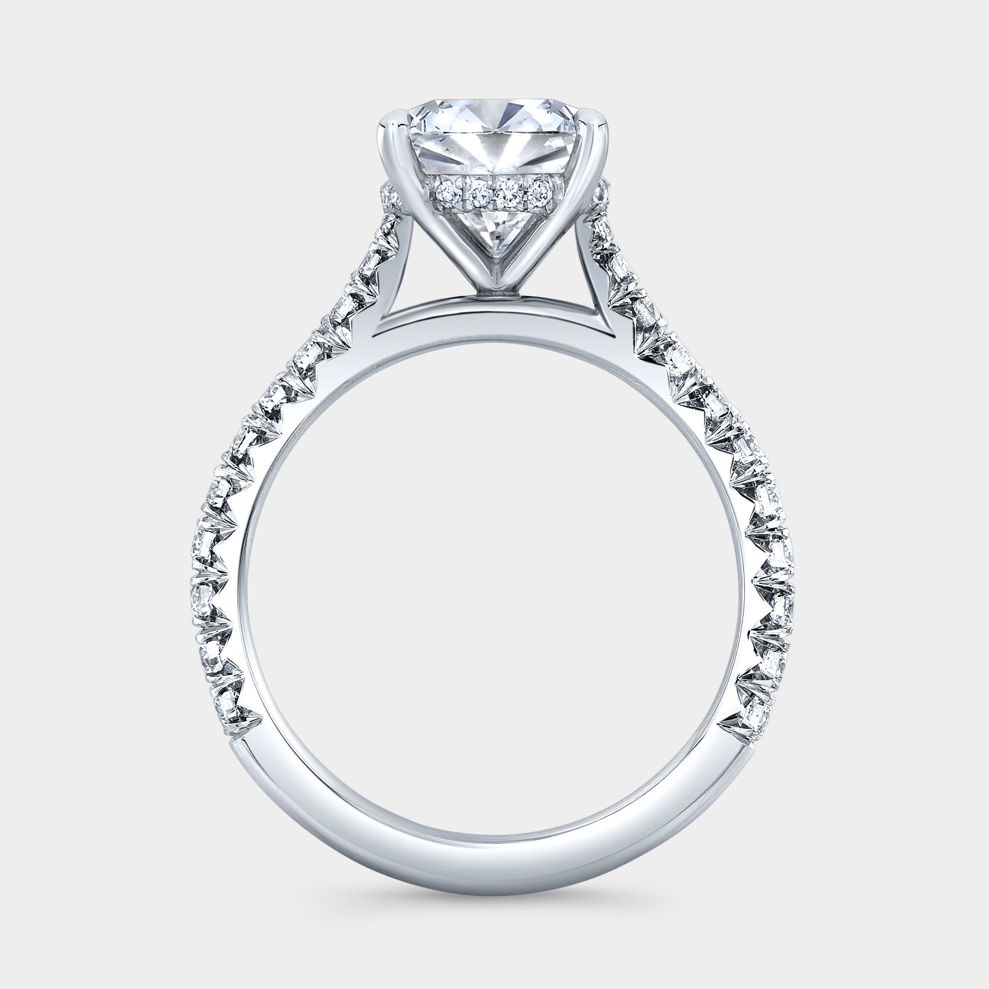 White gold ring, pave detail.