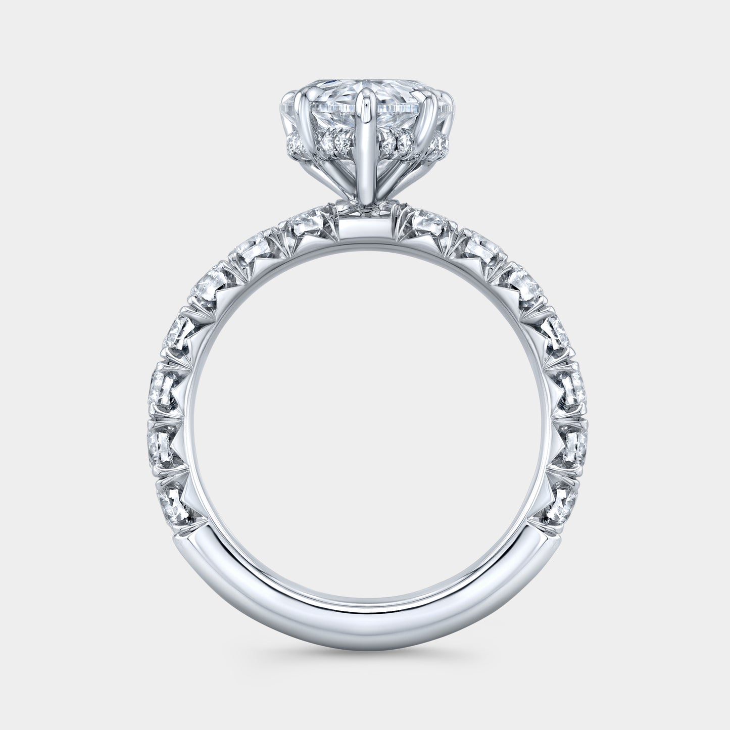 White gold ring, pave detail.