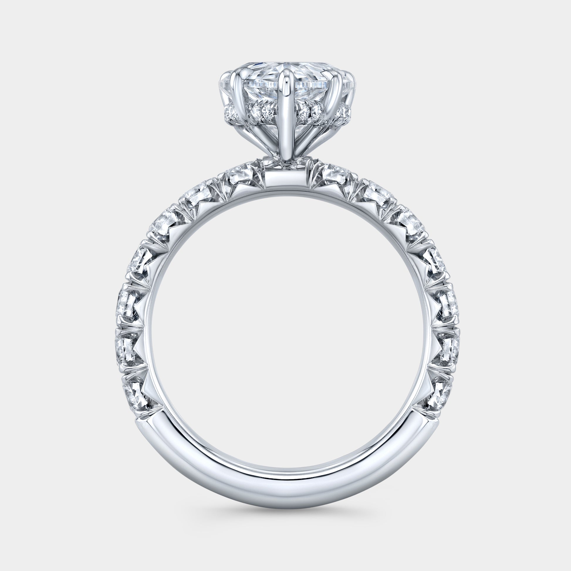 White gold ring, pave detail.