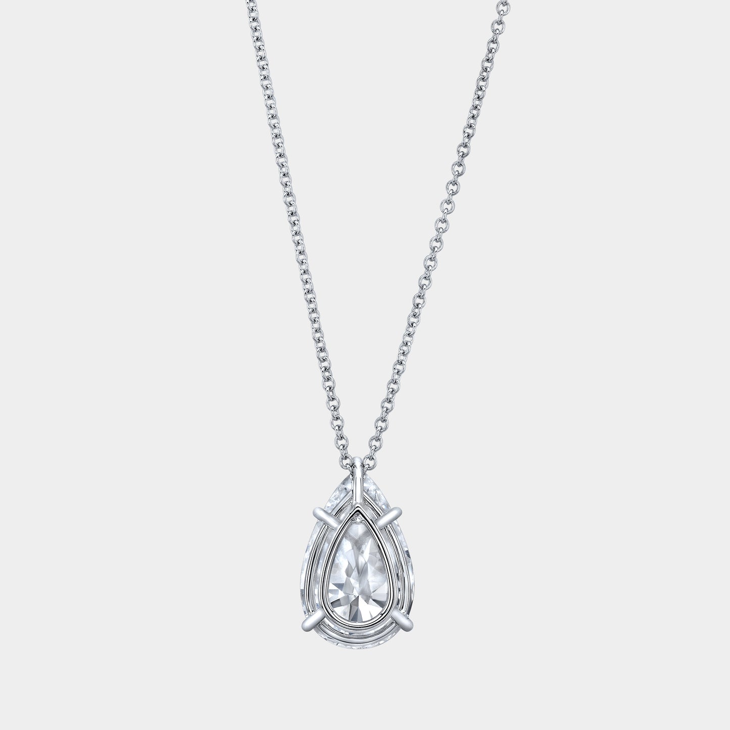 5ct pear diamond necklace, white gold setting.
