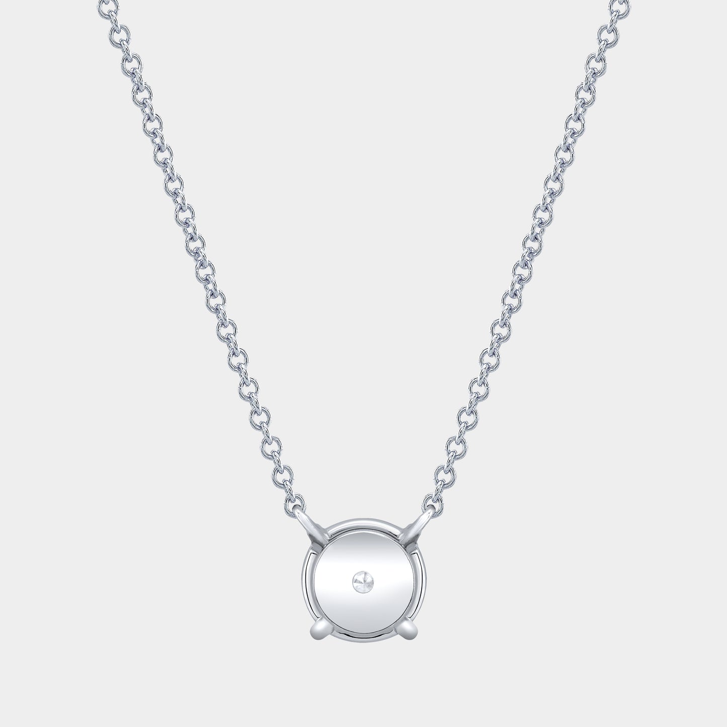Platinum necklace with diamond pendant.