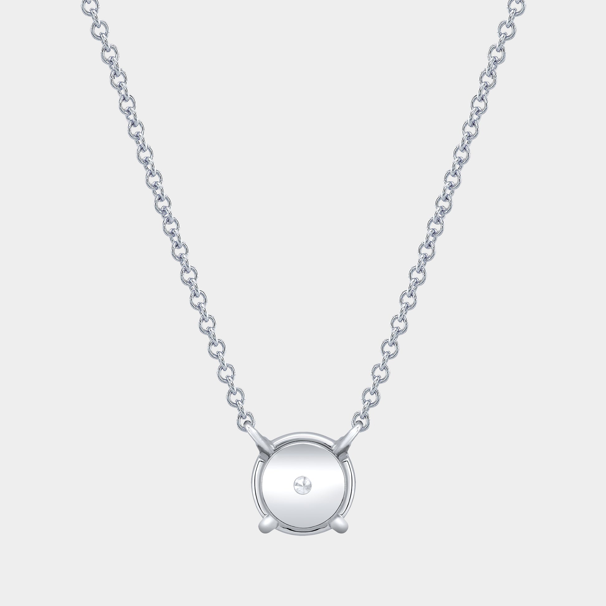 Platinum necklace with diamond pendant.