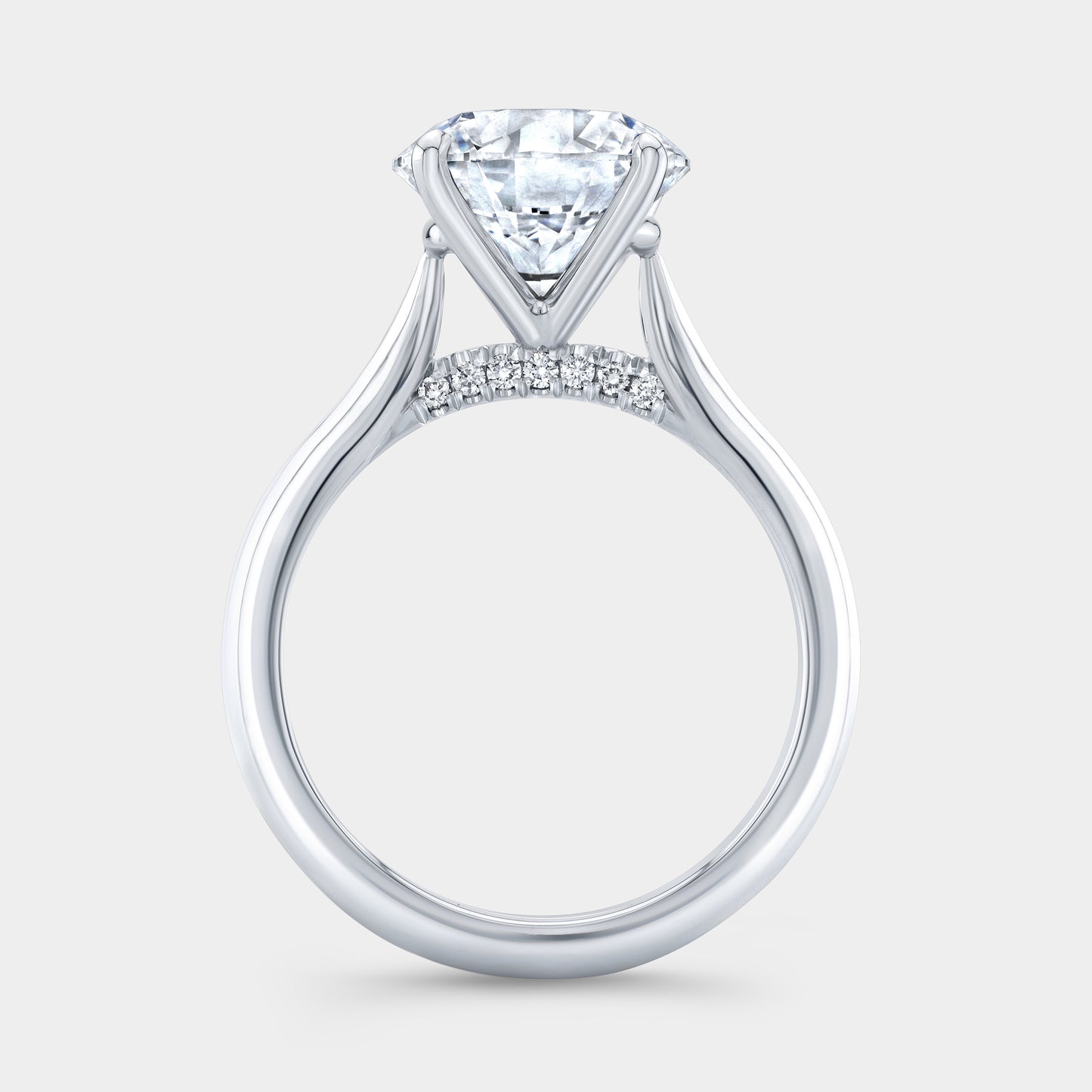 White gold cathedral ring, side detail.