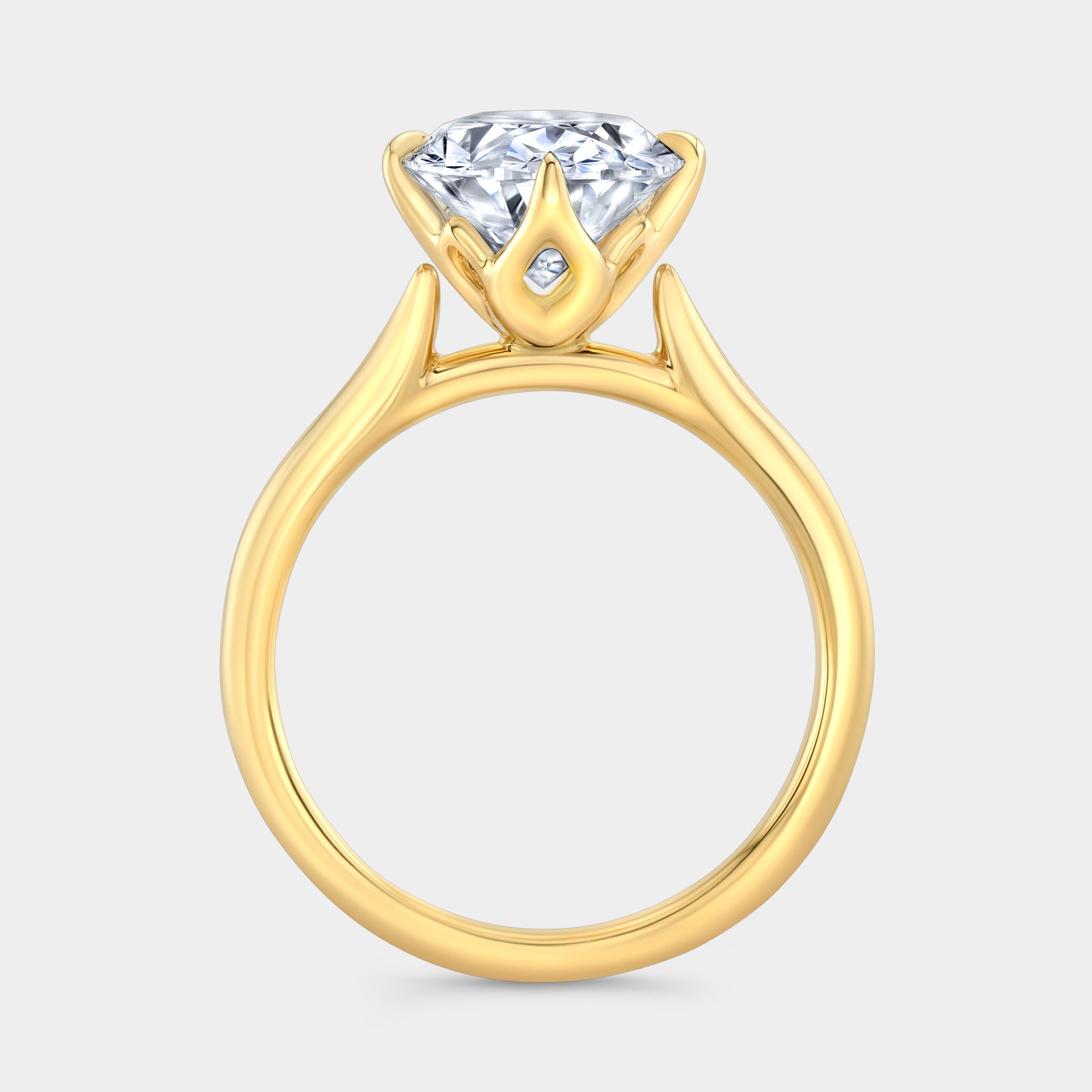 Yellow gold oval ring, North South tulip cathedral.