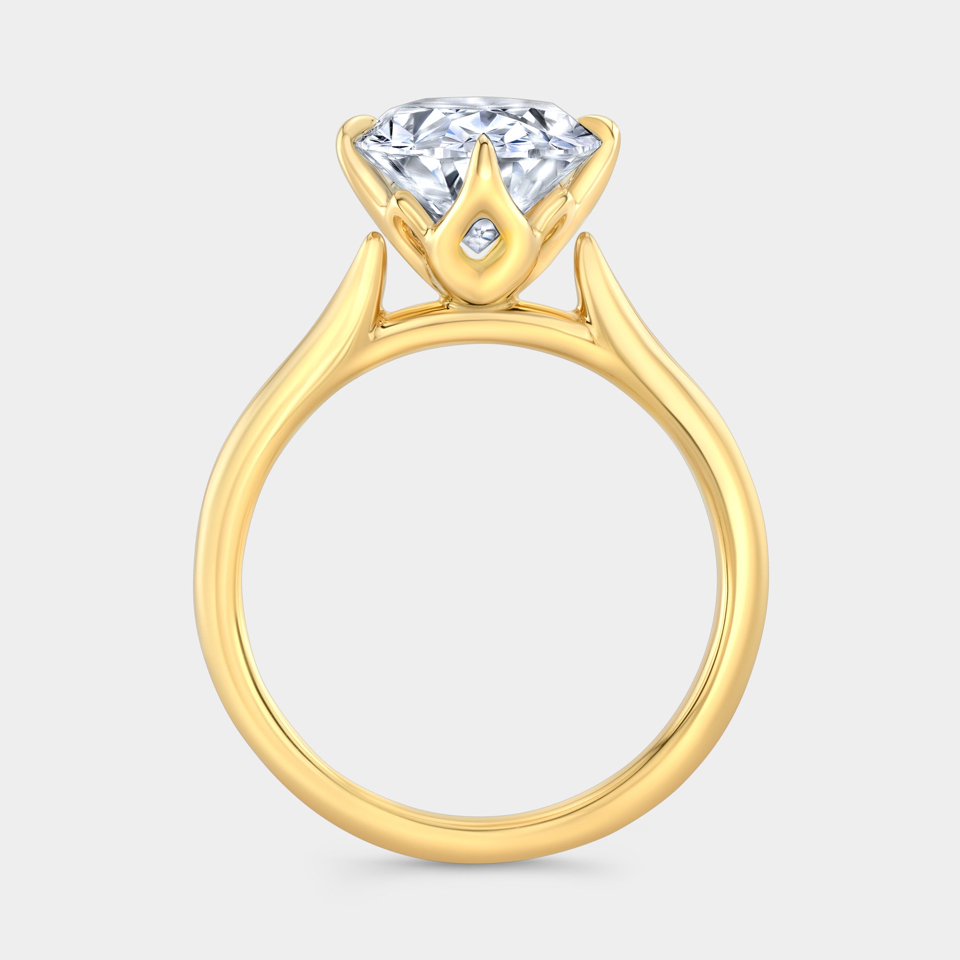 Yellow gold oval ring, North South tulip cathedral.