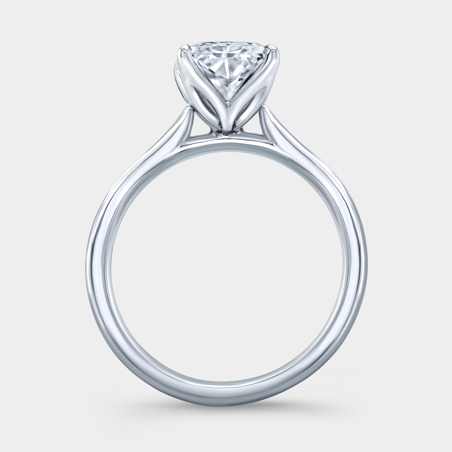White gold ring, tulip basket and cathedral detail.