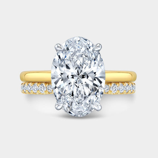Oval Diamond Double Hidden Halo Solitaire Yellow Gold Engagement Ring