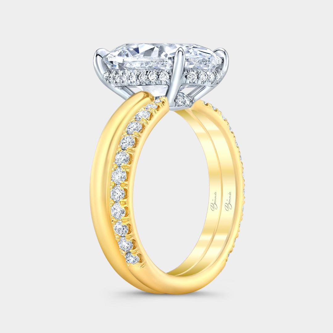 Oval Diamond Double Hidden Halo Solitaire Yellow Gold Engagement Ring