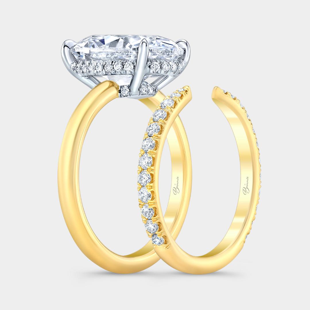 Oval Diamond Double Hidden Halo Solitaire Yellow Gold Engagement Ring