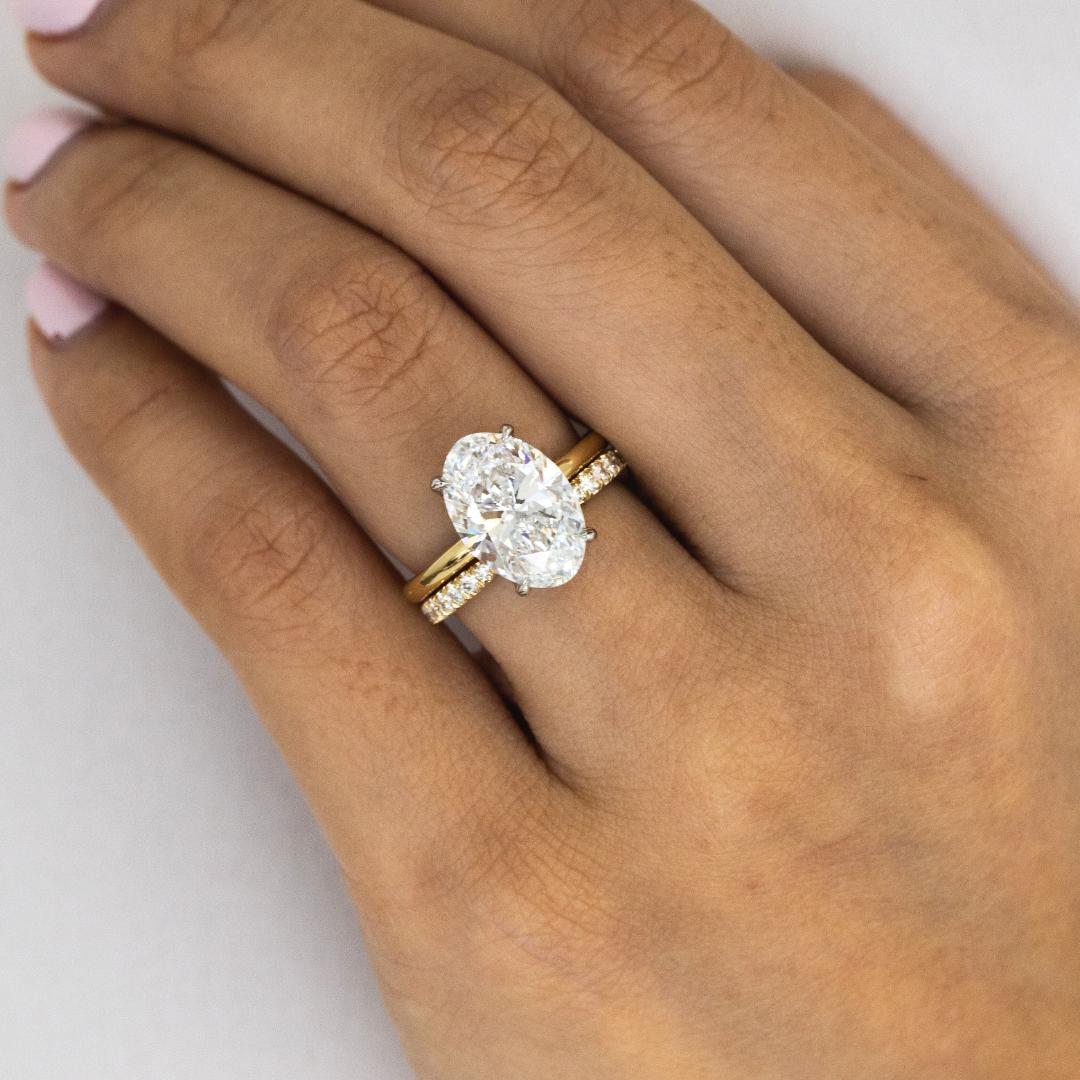 Oval Diamond Double Hidden Halo Solitaire Yellow Gold Engagement Ring