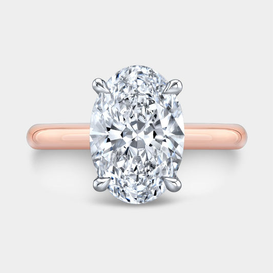 Oval Diamond Hidden Halo Solitaire Rose Gold And Platinum Engagement Ring