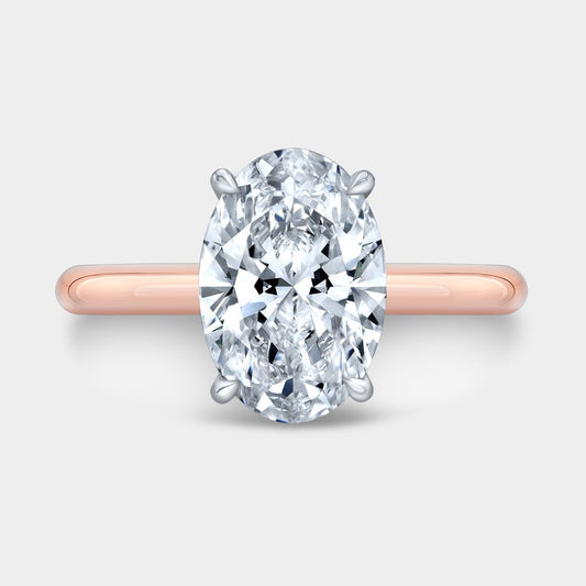 Oval Diamond Tulip Solitaire Rose Gold And Platinum Engagement Ring