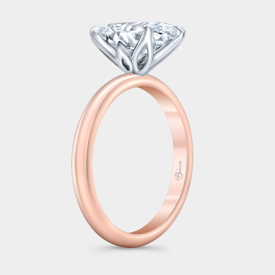 Oval Diamond Tulip Solitaire Rose Gold And Platinum Engagement Ring