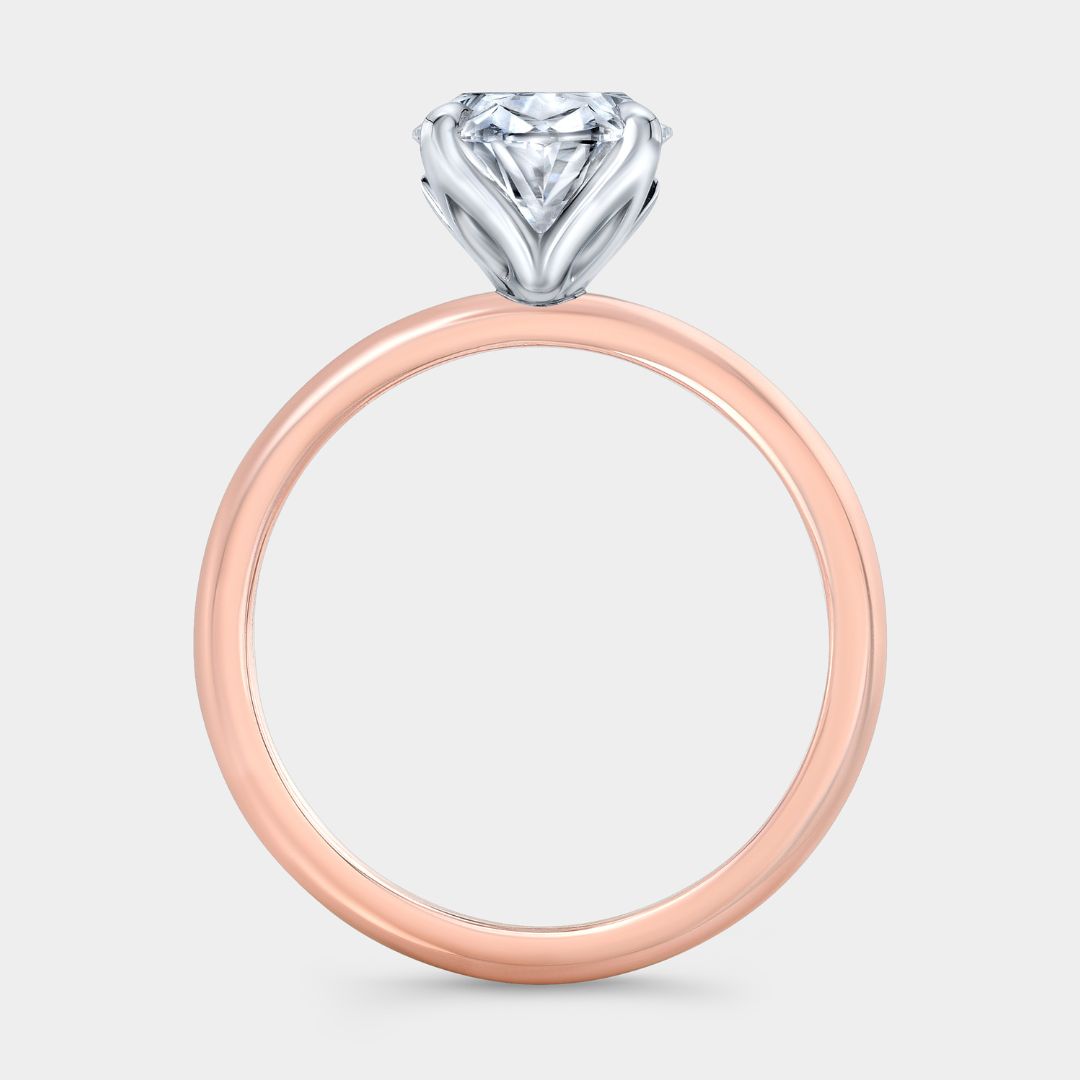 Oval Diamond Tulip Solitaire Rose Gold And Platinum Engagement Ring